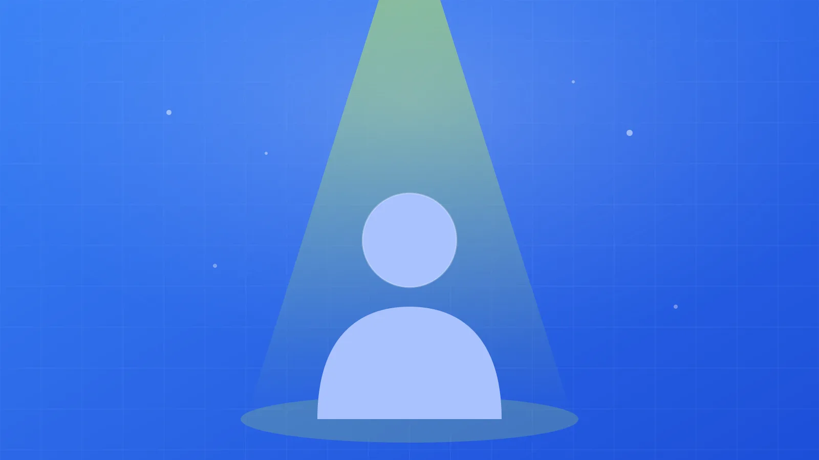 Illustration of a spotlight beam shining down on a creator silhouette